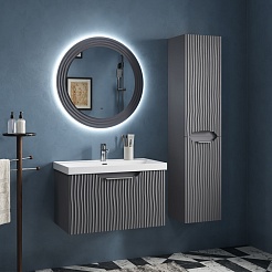 Equil Тумба с раковиной Mirage 80 1 ящик подвесная графит софт – фотография-8