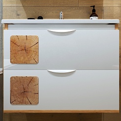 Бриклаер Мебель для ванной Форест 80 Mario подвесная белый/дуб золотой – фотография-5