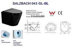 WeltWasser Унитаз подвесной SALZBACH 043 GL-BL Черный глянец – фотография-5