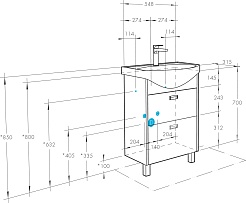 Акватон Мебель для ванной Бекка Pro 60 белая/дуб сомерсет – фотография-10