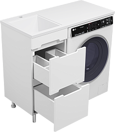 Misty Тумба под раковину Байкал 40 под стиральную машину белая – фотография-9