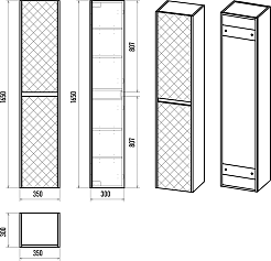 Brevita Шкаф пенал Chester 35 подвесной серый/дуб чарльстон темно-коричневый – фотография-9