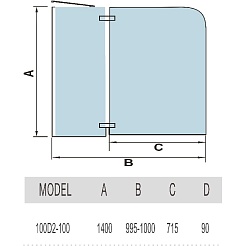 WeltWasser Шторка на ванну WW100 100D2-100 – фотография-3