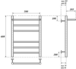 Point Полотенцесушитель электрический П5 500x600 PN10156PE с полкой хром – фотография-4
