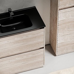 Sancos Тумба с раковиной Libra Floor 80 дуб галифакс натуральный раковина Element 81 CN7005MB – фотография-4