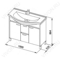Aquanet Тумба с раковиной "Донна 100" беленый дуб – фотография-2
