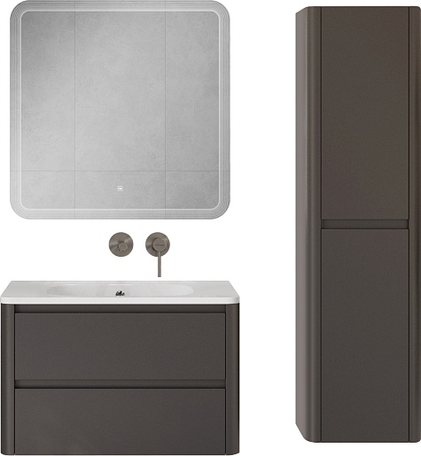 Cezares Тумба с раковиной без отверстия под смеситель Relax 80 подвесная оружейная сталь – фотография-16