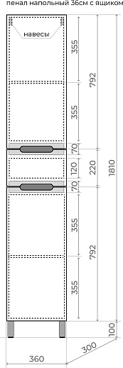 Style Line Шкаф пенал Матис 36 Plus олива – фотография-6
