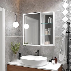 Mixline Зеркальный шкаф Аккорд Женева 80 L белый – фотография-6