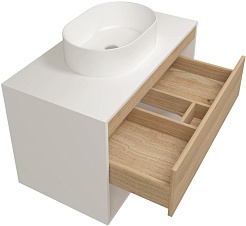Teymi Тумба с раковиной Ritta 85 Lori 50 подвесная белый/дуб – фотография-2