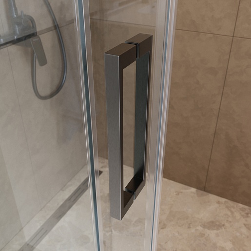 BelBagno Душевой уголок Soft Close-1 SOFT_CLOSE-1-AH-1-140/80-C-GM 140x80 профиль оружейная сталь стекло прозрачное – фотография-6