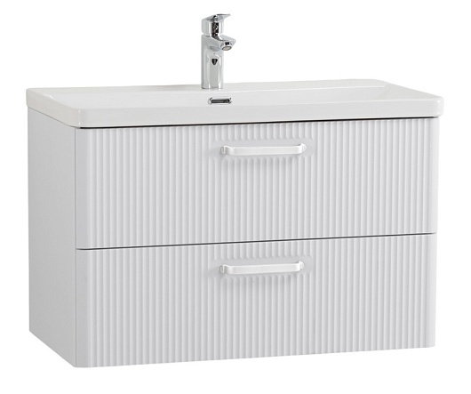 BelBagno Тумба с раковиной Due 80 подвесная Белый металлик ручки Белые – фото-1