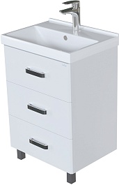 Mixline Мебель для ванной Стив 60 L 3 ящика белая – фотография-3