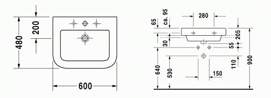 Duravit Раковина HAPPY D. 0417600000 с пьедесталом DURAVIT  0863860000 – фотография-2