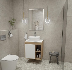 Teymi Тумба с раковиной Nura 60 дуб эврика/белый матовый T60527 раковина T50207 – фотография-2