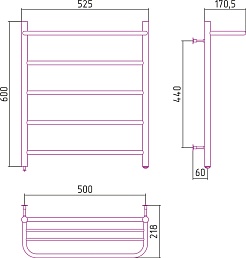 Стилье Полотенцесушитель электрический Формат 30 Л 600х500 – фотография-2