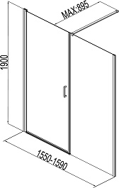 Aquanet Душевая дверь в нишу Cinetic 160 AE12-N-80H190U-CT + AE12-F-80H190U-CT профиль хром стекло прозрачное – фотография-3
