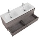 BelBagno Тумба с раковиной Kraft 140 подвесная 4 ящика Cemento Grigio двойная раковина – фотография-23