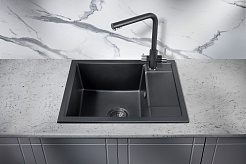 Milacio Мойка кухонная Navarra 60 Cuarzo черная матовая – фотография-2