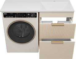 Brevita Тумба c раковиной Enfida 120 R под стиральную машину бежевая – фотография-3