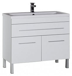 Aquanet Тумба под раковину Верона 100 напольная, дверцы, белая – фотография-1