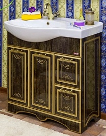 Sanflor Тумба для умывальника Адель 82 R венге, патина золото – фотография-1