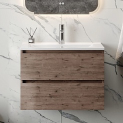 Teymi Тумба с раковиной Laina 70 подвесная дуб темный – фотография-3