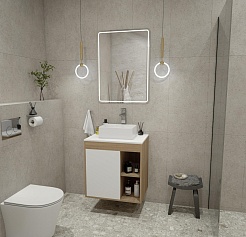 Teymi Тумба с раковиной Nura 60 дуб эврика/белый матовый T60527 раковина T50304 – фотография-2