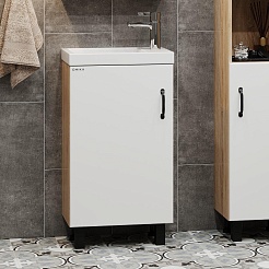 Onika Мебель для ванной Тимбер 45 L белая матовая/дуб сонома – фотография-8