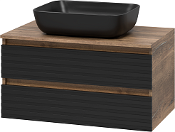 Brevita Тумба под раковину Dakota 80 подвесная дуб галифакс олово/черный кварц – фотография-2