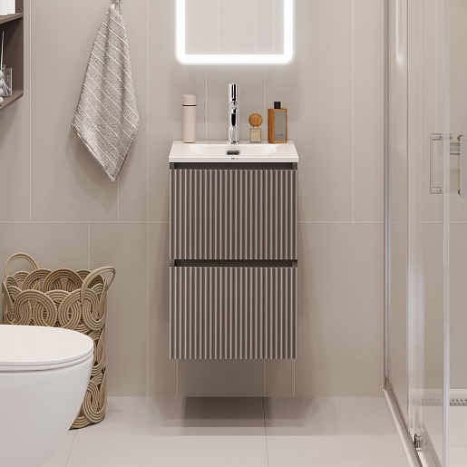 BelBagno Тумба с раковиной Uno mini 40 подвесная Бежевый матовый с раковиной BB-8099-3-40 – картинка-9