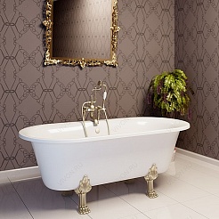 Фэма Ванна из литьевого мрамора Феррара (ножки бронза, слив-перелив бронза) – фотография-2