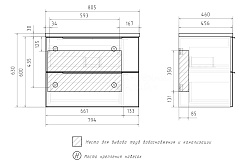 Equil Тумба с раковиной Forest 80 2 ящика подвесная орех/графит – фотография-5