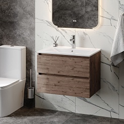 Teymi Тумба с раковиной Laina 70 подвесная дуб темный – фотография-13