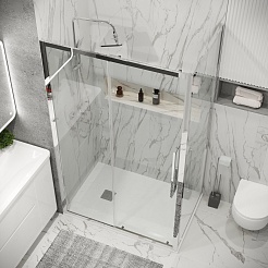 Grossman  Душевой уголок Cosmo 100x80x195 профиль хром стекло прозрачное – фотография-4