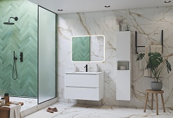 Зов Мебель для ванной Дион 80 подвесная матовая белая – фотография-2