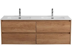 BelBagno Тумба под раковину Kraft 120 подвесная 4 ящика Rovere Nebrasca Nature двойная раковина – фотография-1