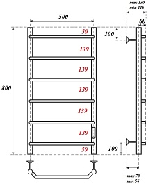 Point Полотенцесушитель электрический П6 500x800 PN06858 хром – фотография-3