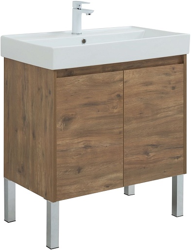 Aquanet Тумба с раковиной Nova Lite 75 2 дверцы подвесная дуб рустикальный – картинка-9