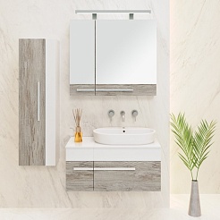 Runo Зеркало-шкаф для ванной Вудлайн 85 – фотография-2