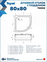 Teymi Душевой уголок Lina 80х80 с поддоном T00502 – фотография-3