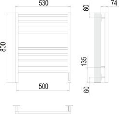 Terminus Полотенцесушитель электрический Сицилия П8 500x800 белый матовый – фотография-3
