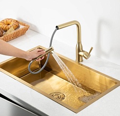 Frap Смеситель для кухни F6096-3 золотой сатин – фотография-4