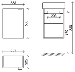 Sancos Тумба с раковиной Mini 35 L белый глянец раковина Element 37/21 L CN5008 – фотография-7