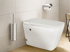 Azario Унитаз приставной AZ101 импульсный безободковый с сиденьем микролифт белый – фотография-7