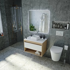 Teymi Тумба с раковиной Ritta 75 дуб эврика/белый матовый T60521 раковина T50303 – фотография-2