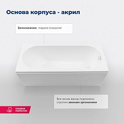 Aquanet Акриловая ванна Nexus 180x80 с каркасом – фотография-20