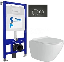 Teymi Унитаз подвесной Lina Pro T40112 с инсталляцией Aina T70011 с кнопкой Lina T70105
