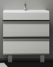Velvex Тумба с раковиной Crystal Cub 70 напольная, белый/темный лен – фотография-1