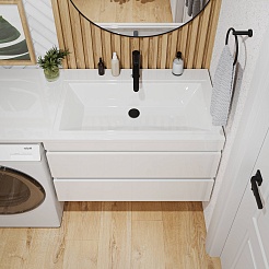 Vivon Тумба под раковину под стиральную машину Donna 150 подвесная белый глянец – фотография-12